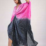 Black Pink Tribal Ombre Shibori Kaftan & Dress