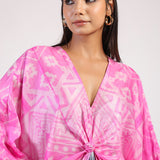Black Pink Tribal Ombre Shibori Kaftan & Dress