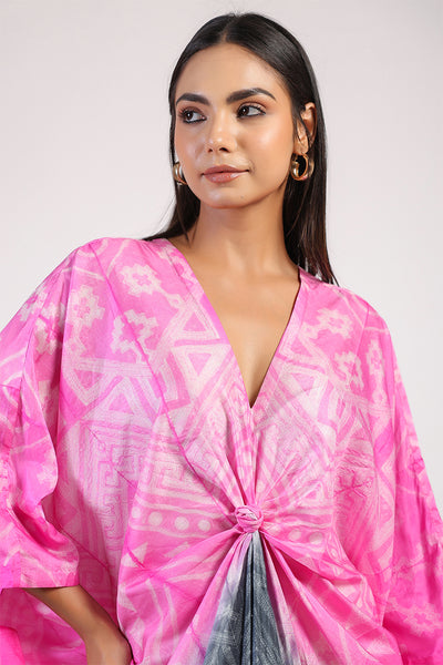 Black Pink Tribal Ombre Shibori Kaftan & Dress