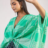 Green Black Geometric Ombre Shibori Kaftan & Dress