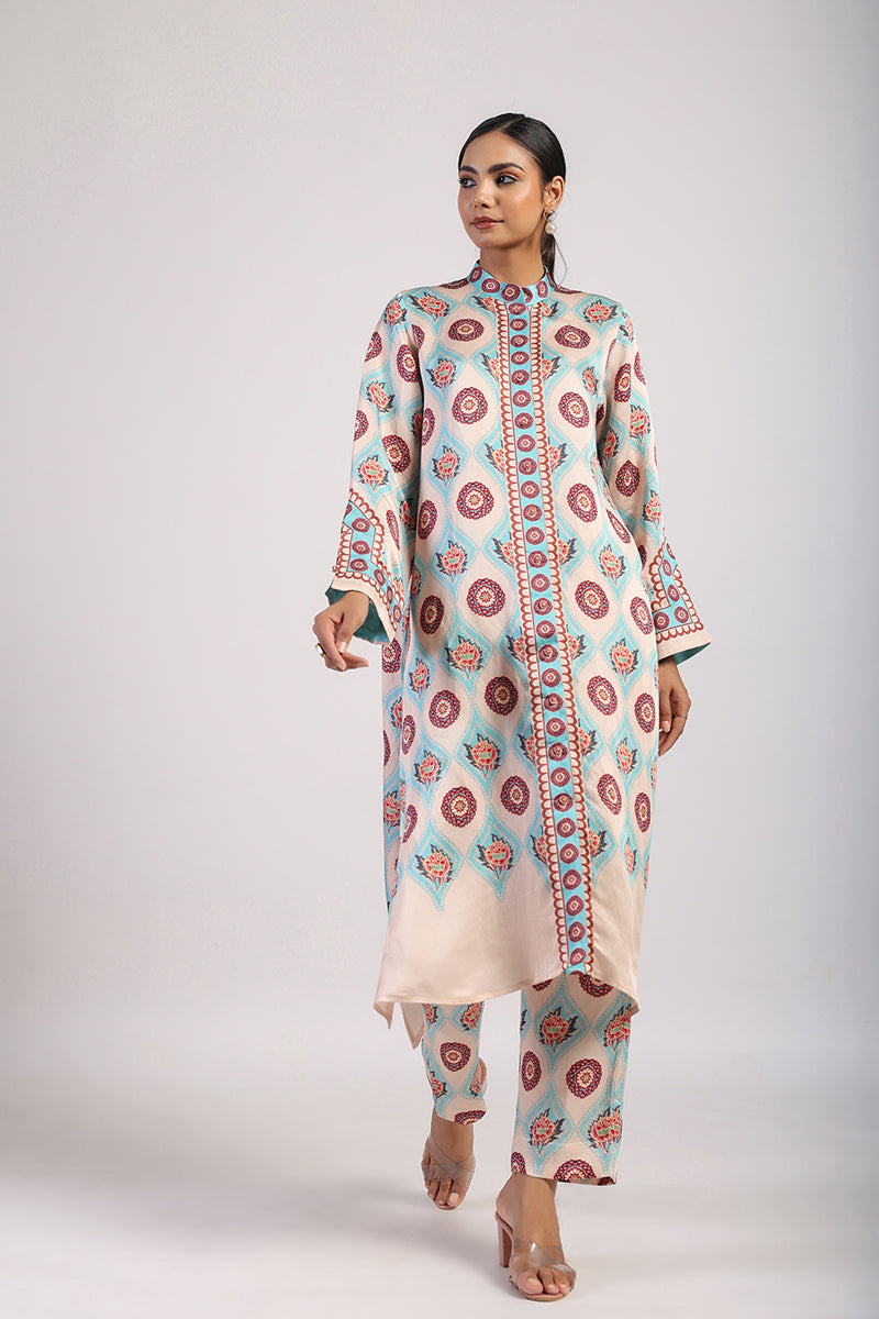 Aqua Placement Printed Straight Kurta Set