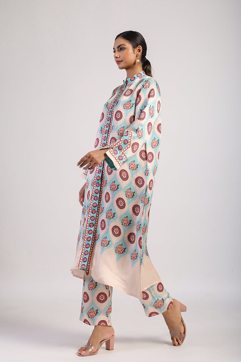 FEROZA AQUA STRAIGHT KURTA SET