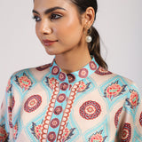 Aqua Printed Straight Kurta Set