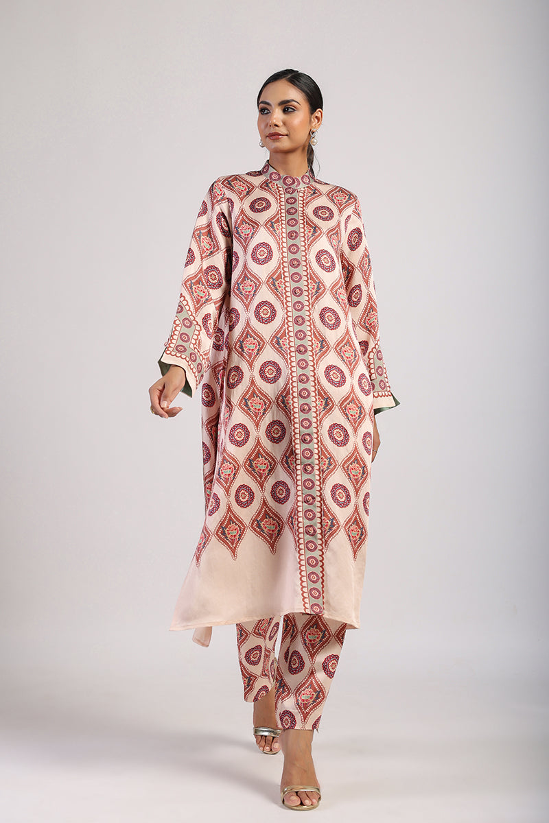 Mocha Printed Kurta Set