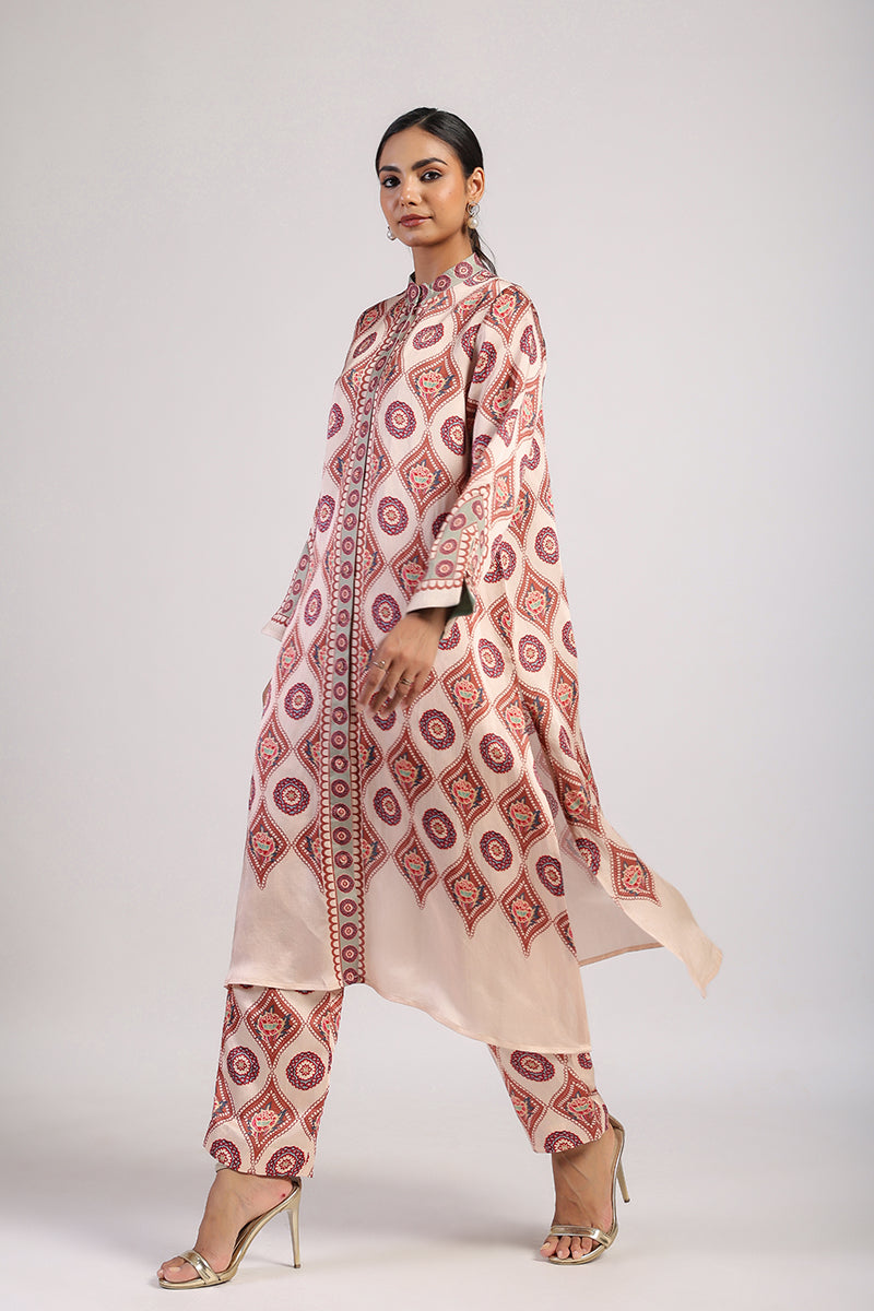 Mocha Printed Kurta Set