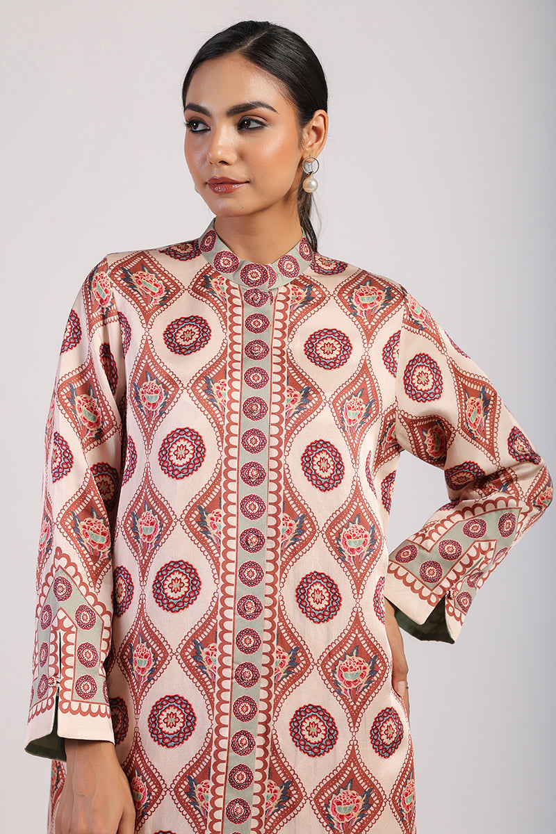 Mocha Printed Kurta Set