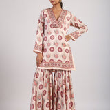 Sage Printed Embroidered Sharara Set