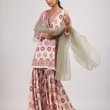 Sage Printed Embroidered Sharara Set