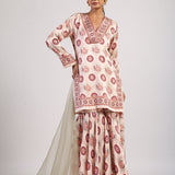 Sage Printed Embroidered Sharara Set