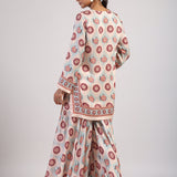 Aqua Printed Embroidered Sharara Set