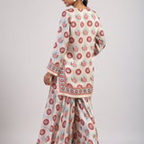 Aqua Printed Embroidered Sharara Set