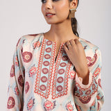 Aqua Printed Embroidered Sharara Set
