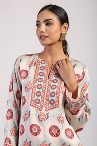 Aqua Printed Embroidered Sharara Set