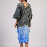 Black Blue Tribal Ombre Shibori Kaftan & Dress
