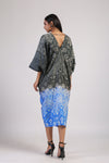 TRIBAL BLACK/BLUE OMBRE SHIBORI  DRESS