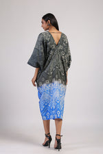 TRIBAL BLACK/BLUE OMBRE SHIBORI  DRESS