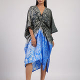 Black Blue Tribal Ombre Shibori Kaftan & Dress