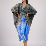 Black Blue Tribal Ombre Shibori Kaftan & Dress