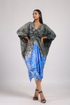 TRIBAL BLACK/BLUE OMBRE SHIBORI  DRESS