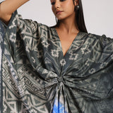 Black Blue Tribal Ombre Shibori Kaftan & Dress