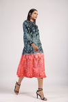 SHIBORI NECK PLEAT DRESS