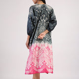 Black Hot Pink Tribal Ombre Shibori Kurta