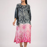 Black Hot Pink Tribal Ombre Shibori Kurta