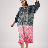 Black Hot Pink Tribal Ombre Shibori Kurta