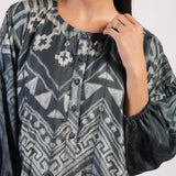 Black Hot Pink Tribal Ombre Shibori Kurta