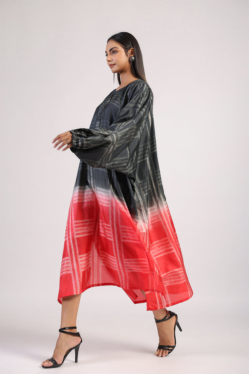 GEOMETRIC SHIBORI KAFTAN DRESS