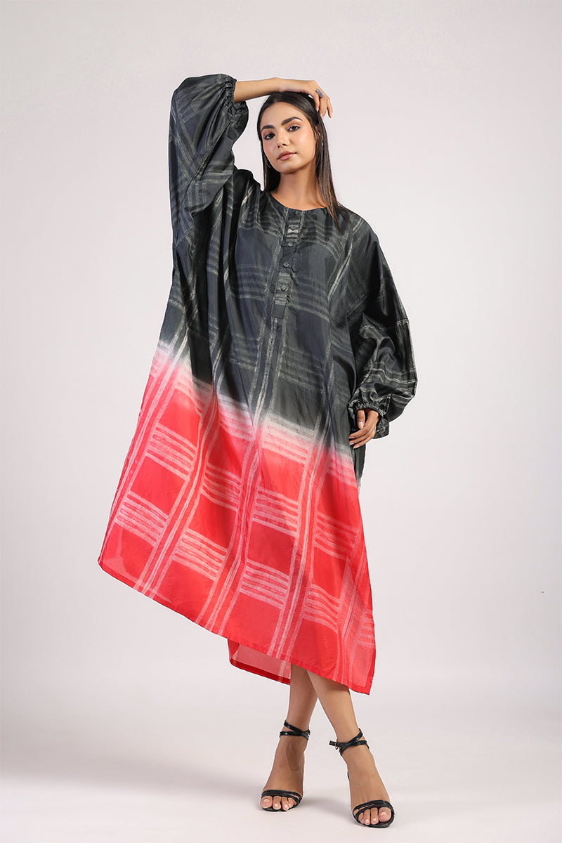 GEOMETRIC SHIBORI KAFTAN DRESS