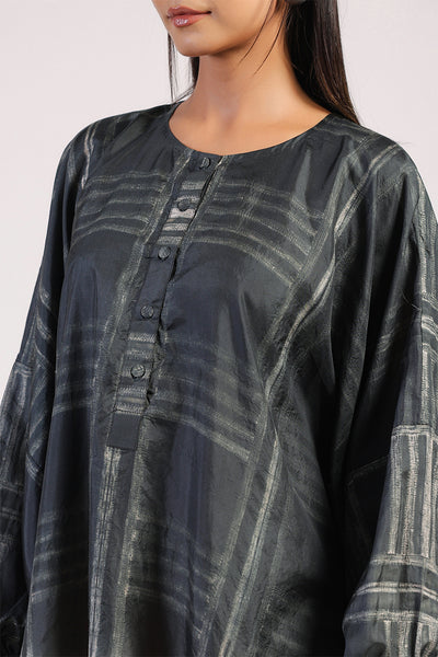 Black Red Geometric Ombre Shibori Kaftan & Dress