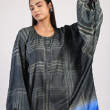 Black Blue Geometric Ombre Shibori Kaftan & Dress