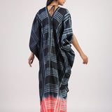Black Red Tribal Ombre Shibori Kaftan & Dress