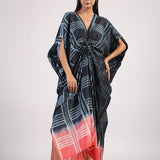 Black Red Tribal Ombre Shibori Kaftan & Dress