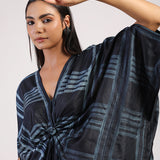 Black Red Tribal Ombre Shibori Kaftan & Dress