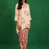 Ivory Printed Embroidery Buta Jaal Short Kurta Set