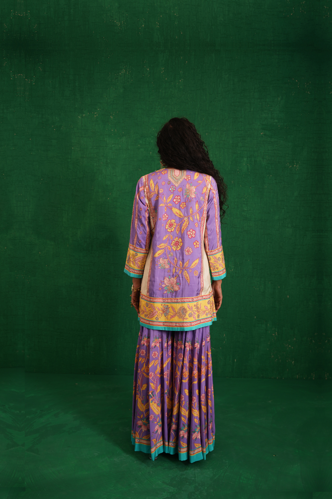 Purple / ivory butterfly sharara set