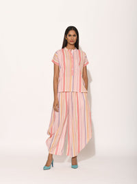 Printed Pink Dots Striped Top