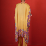 Butterfly Yellow Long Poncho Set