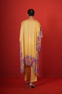 Butterfly Yellow Long Poncho Set