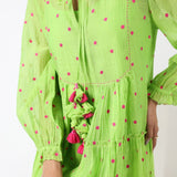 Lime Green Embroidered Boho Dress