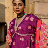 Purple Printed Embroidered Sharara Set