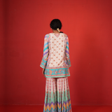 Ivory multi chevron butterfly sharara set