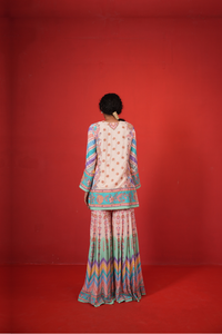 Ivory multi chevron butterfly sharara set