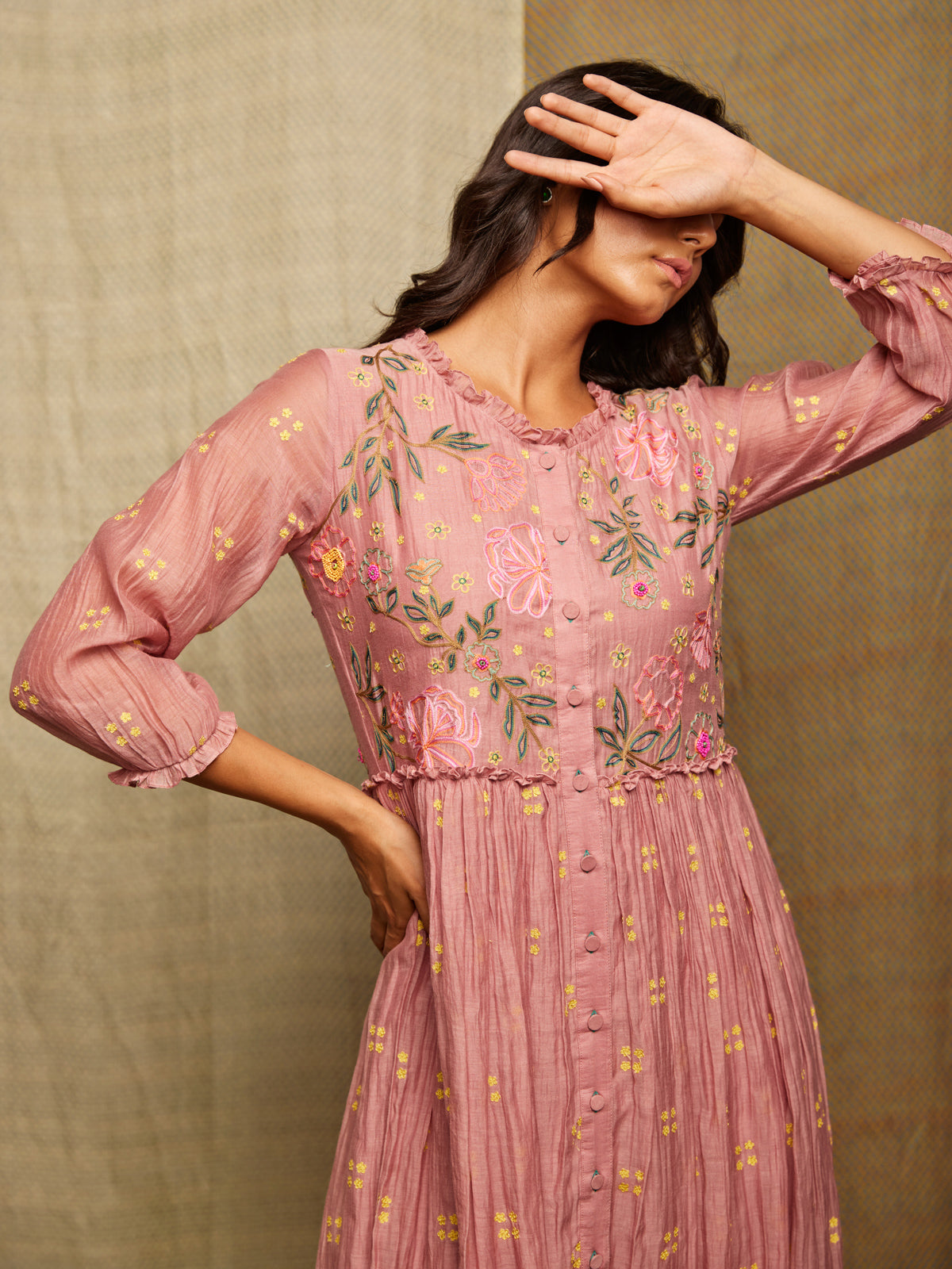 Rose Blush Round Hem Embroidered Tunic/Dress