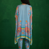 Butterfly blue poncho set