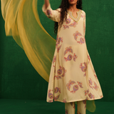 Ivory Printed Embroidered Buta Jaal Kurta Set