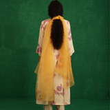 Ivory printed embroidered buta jaal kurta set