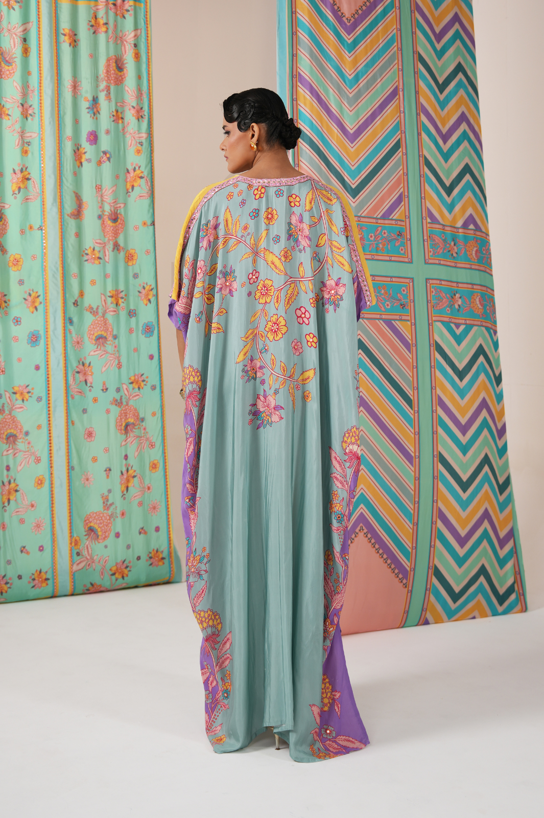 Sage/Purple Butterfly Kaftan